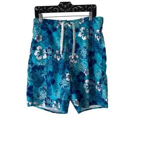 Joe Boxer Men's Size Medium Blue Hawaiian Swimming Trunks Board Shorts‎